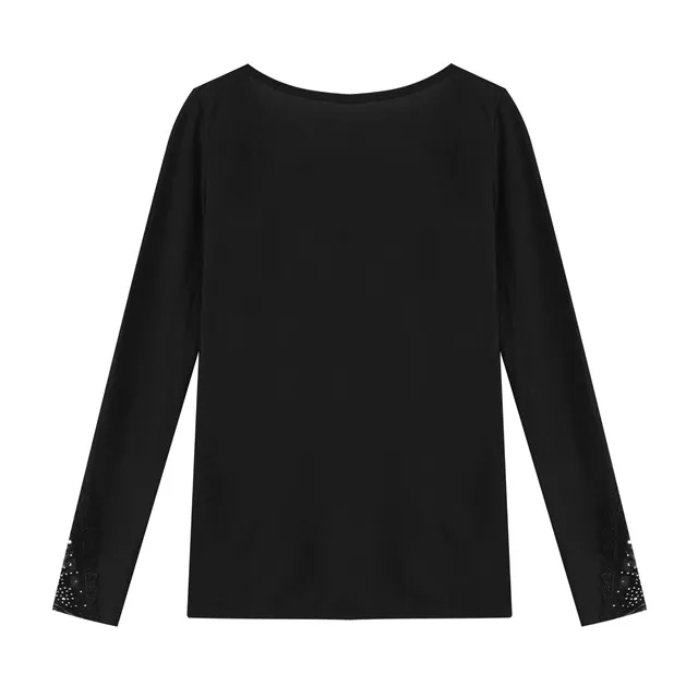 Sexy Lace Beaded Long Sleeve Top Women 