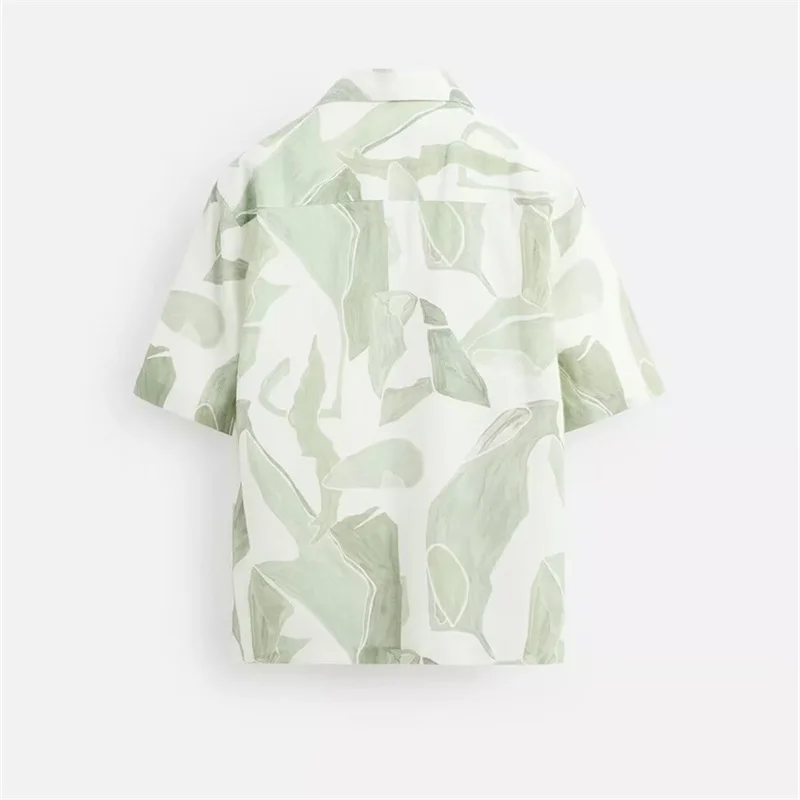 TAOP&ZA 2025 Spring New Men's Fashion Casual Print Slim Straight Comfortable Lapel Short Sleeve Shirt 5679306