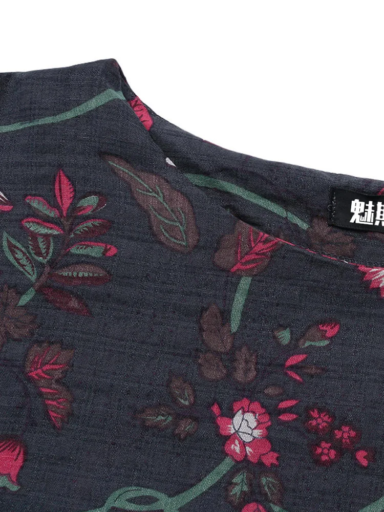 2022 New Design Floral Printed Plus Size Loose Causal Women Shirts  OC515