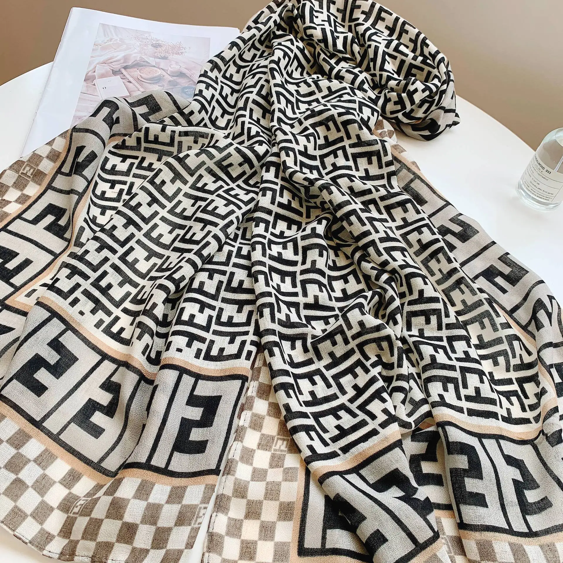 Женский шарф с принтом шарфы в этническом стиле шали для женщин платки из хлопка и льна Длинные