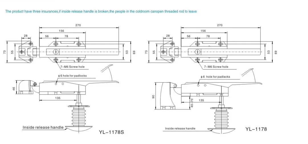 1178 Inside Release Handle Hidden Lock Door Safety Latch