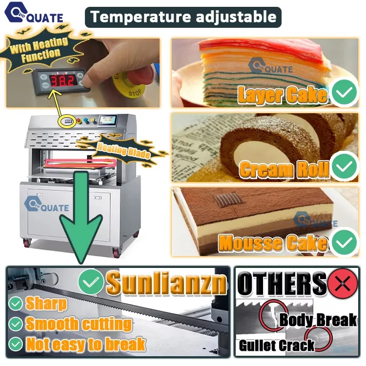 Automatic SS304 Cake Cutter Material Cheesecake Toast Cutting Machine for Square & Round Shapes Cake Cutting Machine for Bakery