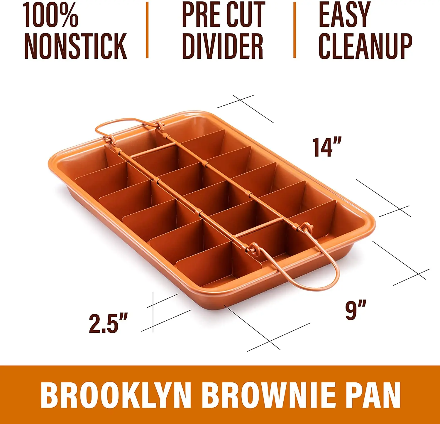 Brownie Pan with Dividers Nonstick Brownie Pans and Cutters, Make 18 Pre-Cut Brownies at Once Perfect Individual Brownie Baking Pan All Edge, 12x8