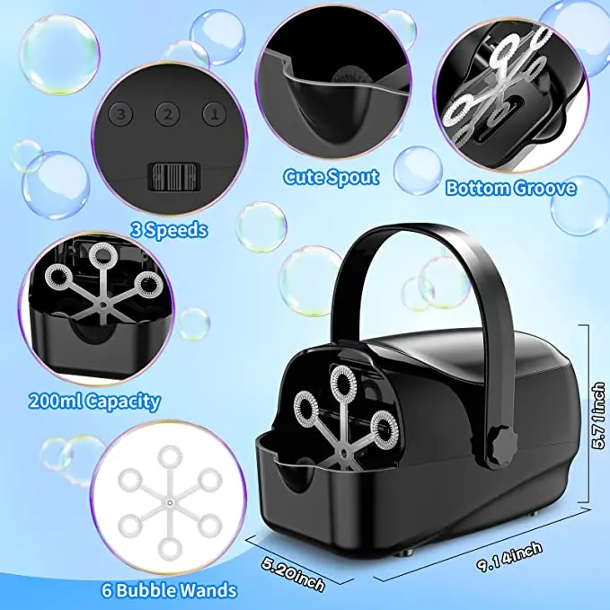 Пузырьковая машина автоматическая воздуходувка для детей на открытом воздухе портативная пузырьковая малышей с 4800 + большими пузырьками/мин 3