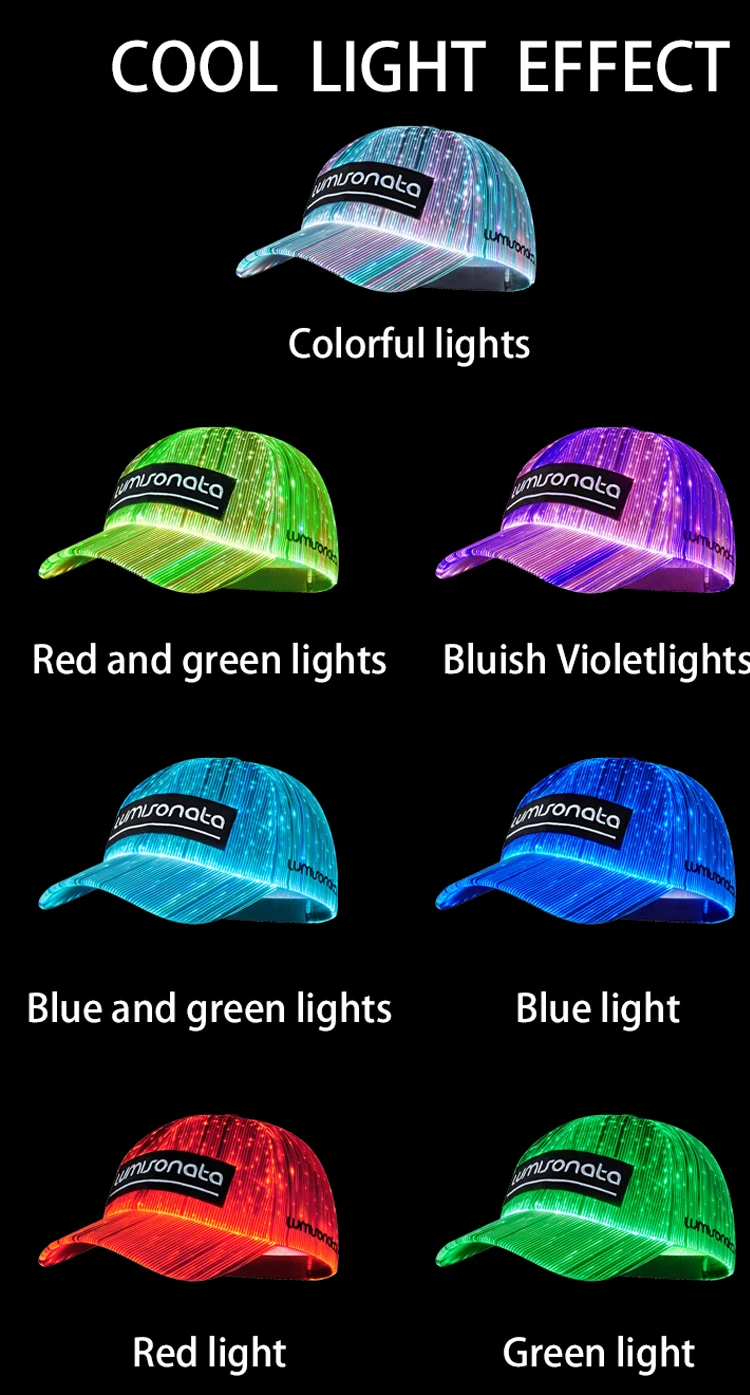 Fiber Optic Cap Led Hat With 7 Colors Luminous Glowing Hip Hop Baseball