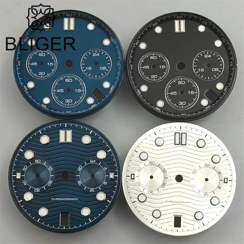 Cadran De Montre VK63 30 Mm - Blanc Argenté Avec Marques Lumineuses, Pour Remplacement Mouvement VK63