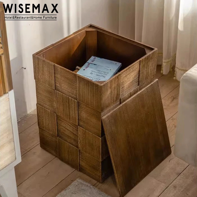WISEMAX FURNITURE Retro Rectangle Solid Fir Wood Coffee Table American Living Room Furniture Storage Bedside Table for Bedroom