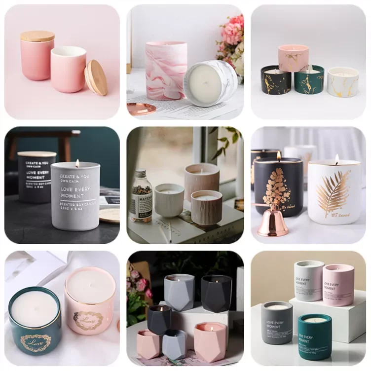 Luxury Large White Ceramic Candle Jars With Lids For Candle Making Ceramic Container With Lid