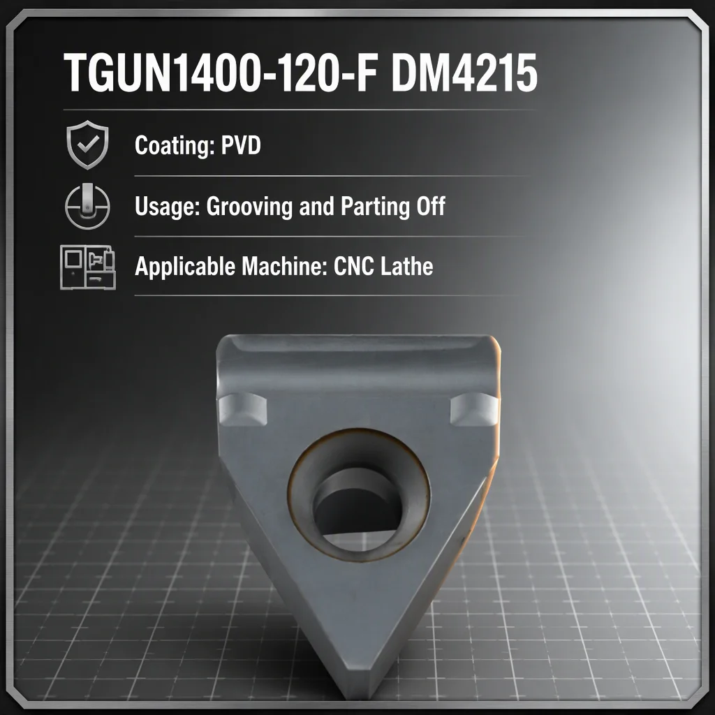 PVD Coated Tungsten Carbide Grooving and Parting Off Turning Tool Insert TGUN1400-120-F DM4215 for CNC Lathe