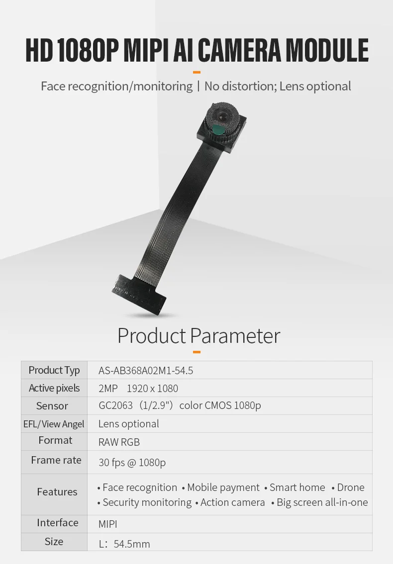 DGZX MIPI 2MP HD 1080P Wide Angle Camera Module插图