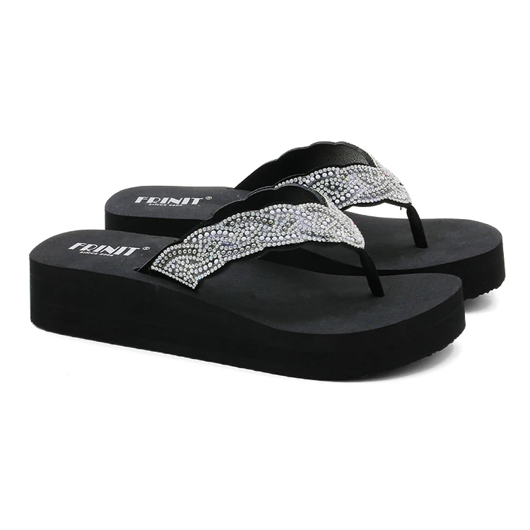 Women heel Glitter Slippers Sandala Casual Outdoor EVA Flip flops for Women and Ladies with Crystals Rhinestones