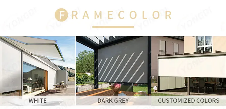 Motorized Electric Outdoor Roller Shade Rain-Proof and Waterproof Zip ...