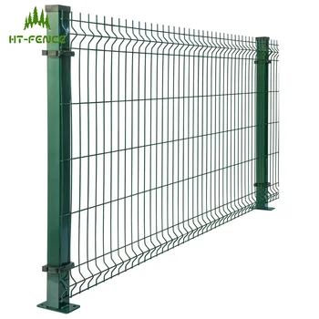 HT-FENCE Metal Garden Fence Hot Galvanized Steel 3d PVC V Triangle Bending Curved Welded Wire Mesh Coated Green