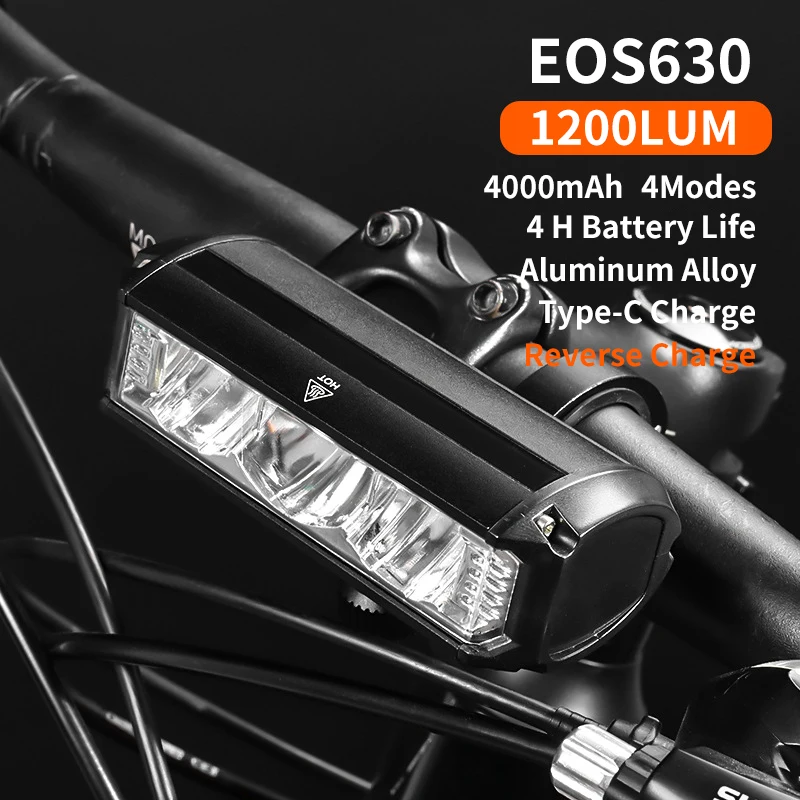 EOS640 nero Mountain Bike faro 2600 Lumen USB ricarica notte lampada da  guida con alimentazione batteria accessori per biciclette