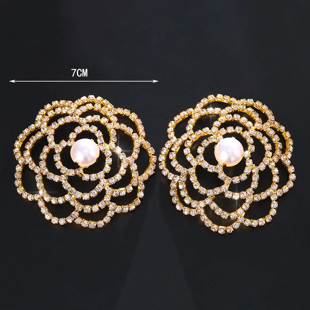 Sexy Chest Accessories Full Diamond Shiny Flower Pearl Chest Stickers