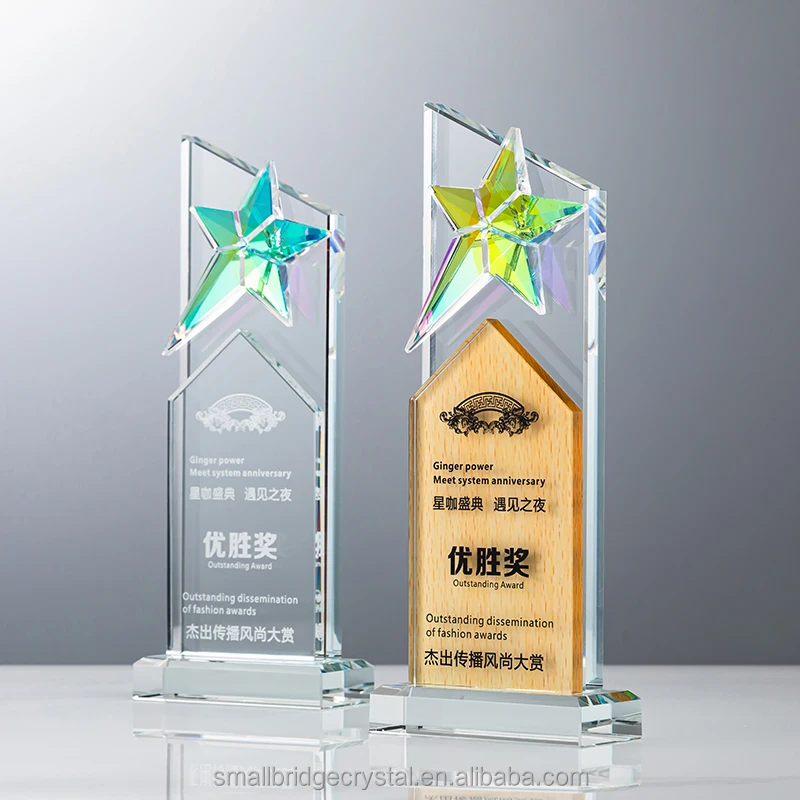 Factory wholesale custom new Double crystal color star trophy supplier