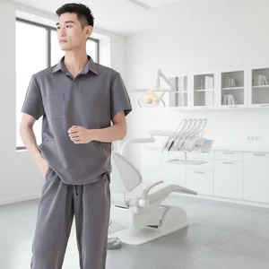 Men's Customized Medical Scrub Uniforms Wholesale Dentist Nursing Suit Woven Fabric Polyester/Rayon/Spandex