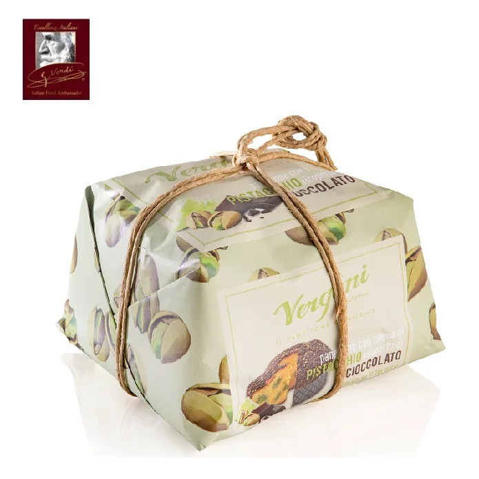 750g Panettone Lleno De Crema De Pistacho Con Chocolate Y Decorado Pistachos Granos Cacao Gverdi Seleccion Italia Buy Panettone Made Italy Panettone Italien Panettone Italy Christmas Cake Gourmet Line Handle Pack Cake Panettone