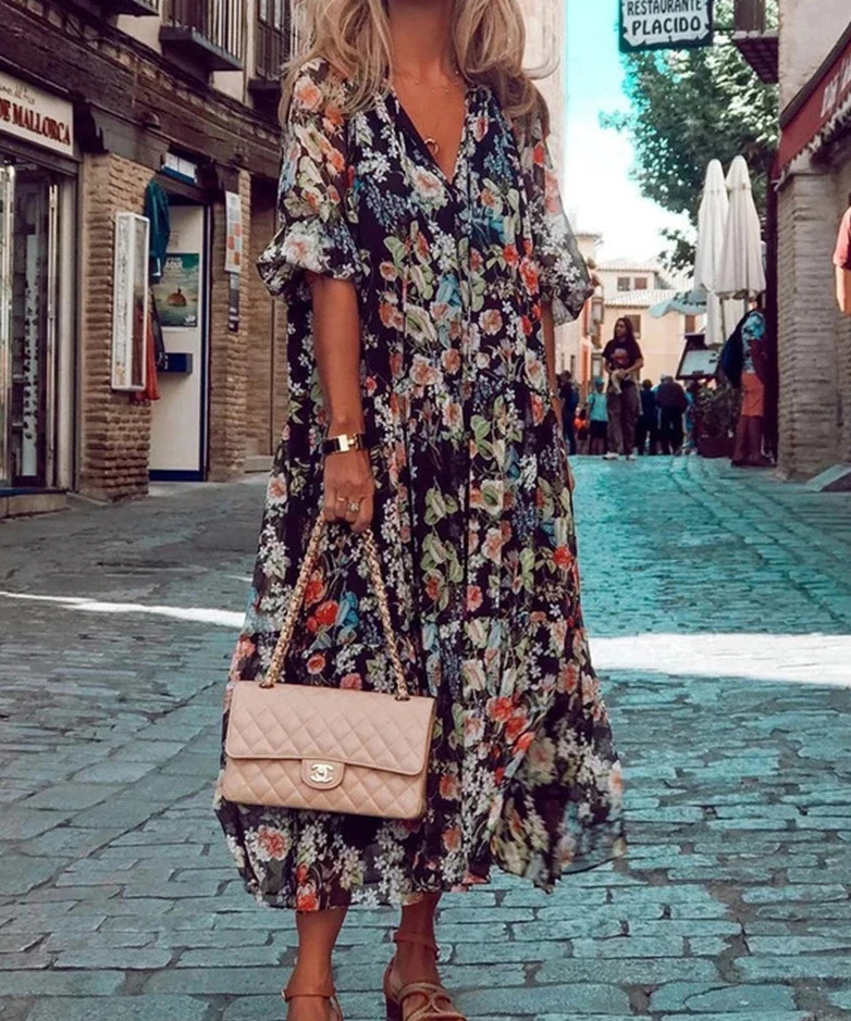 Wholesale Office Rainbow Chiffon Dress Chiffon Dress Woman Chiffon Boho Dress
