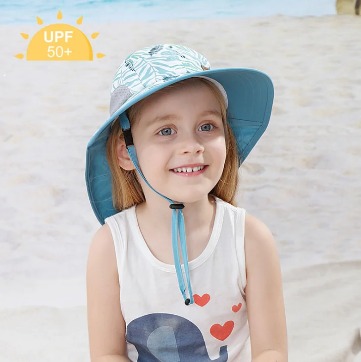 Protection Chapeaux de Plage Beach Cap avec mentonnière Bébé Garçon Printemps Eté lachi Chapeau de Soleil Enfant Bébé UV50 