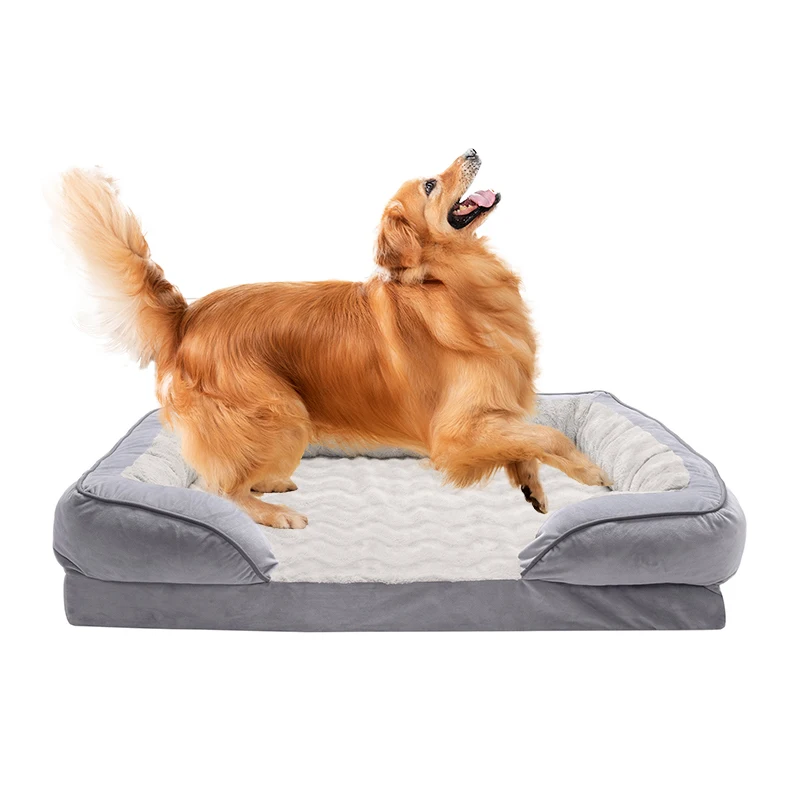 Custom made cama mascota rectangle soft foldable cotton giant medium memory foam orthopedic cat pet couch dog sofa bed