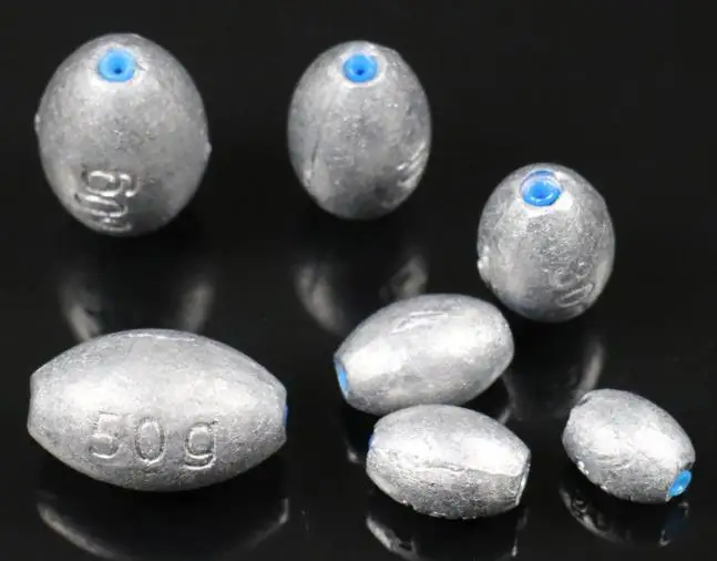 0.5g150g Football Shape Bulk Lead Fishing Weights Lead Egg Sinkers 6oz