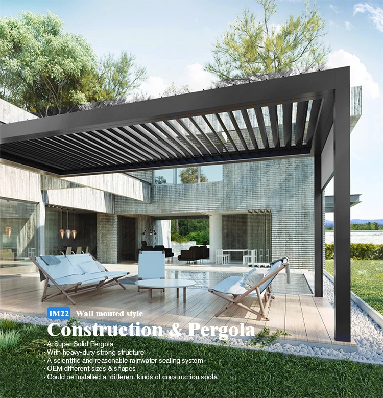 High Quality Modern Outdoor Balcony Biological Pergola With Retractable Aluminum Electric Waterproof Pergola Cover - Buy Metal Pergola Outdoor Aluminum Pavilion Gazebo With Louvre,Modern Design Motorized Aluminium ...