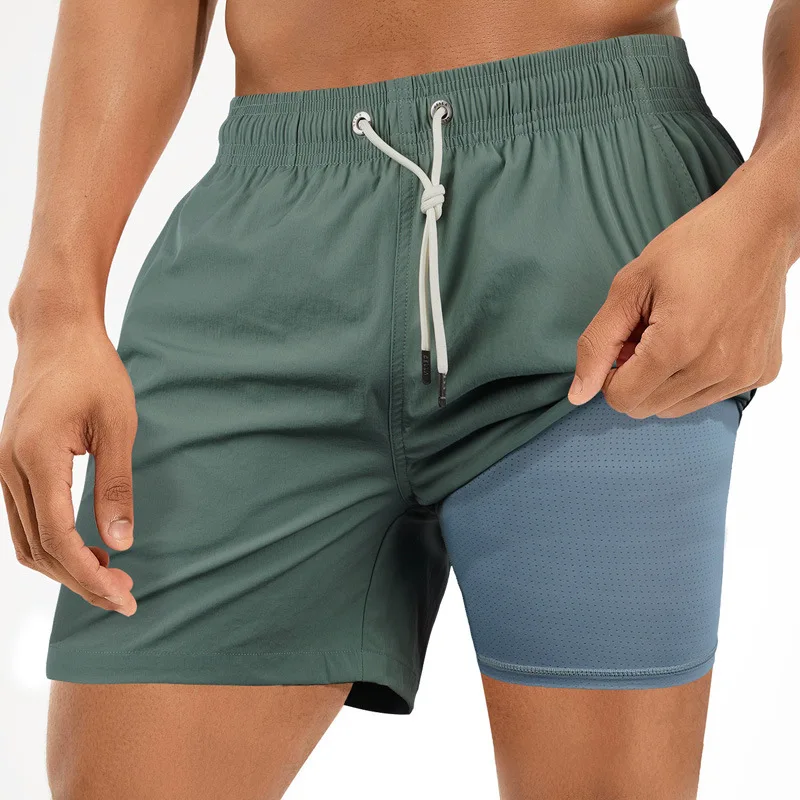 Custom Men's Sports Shorts 2 In 1 Mens 2 In 1 Gym Training Shorts