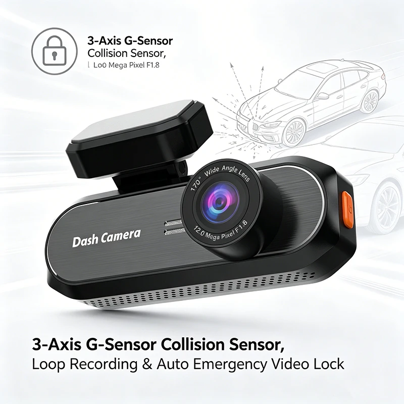 VIEVGUARB VS121 Dash Cam Parking Monitor Loop Recording Night Vision G-Sensor App Control WiFi Dual Lens 4G 2.4G Type-C 256G