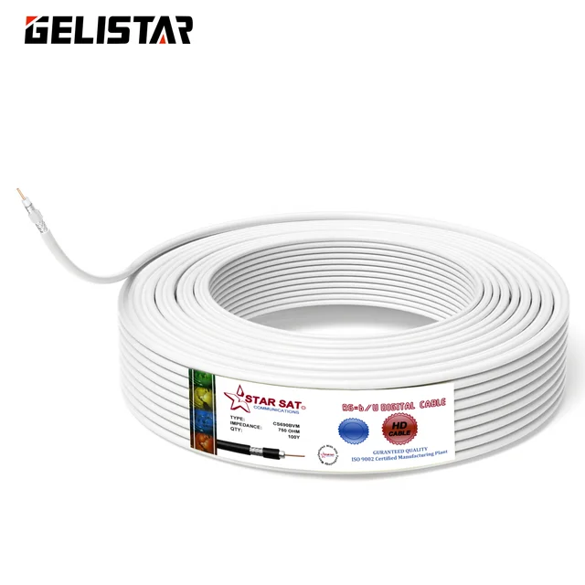 Factory Wholesale GELISTAR Coaxial Cable R6-b/U DIGITAL CABLE 100 YAREDS Copper TV Cable Wire