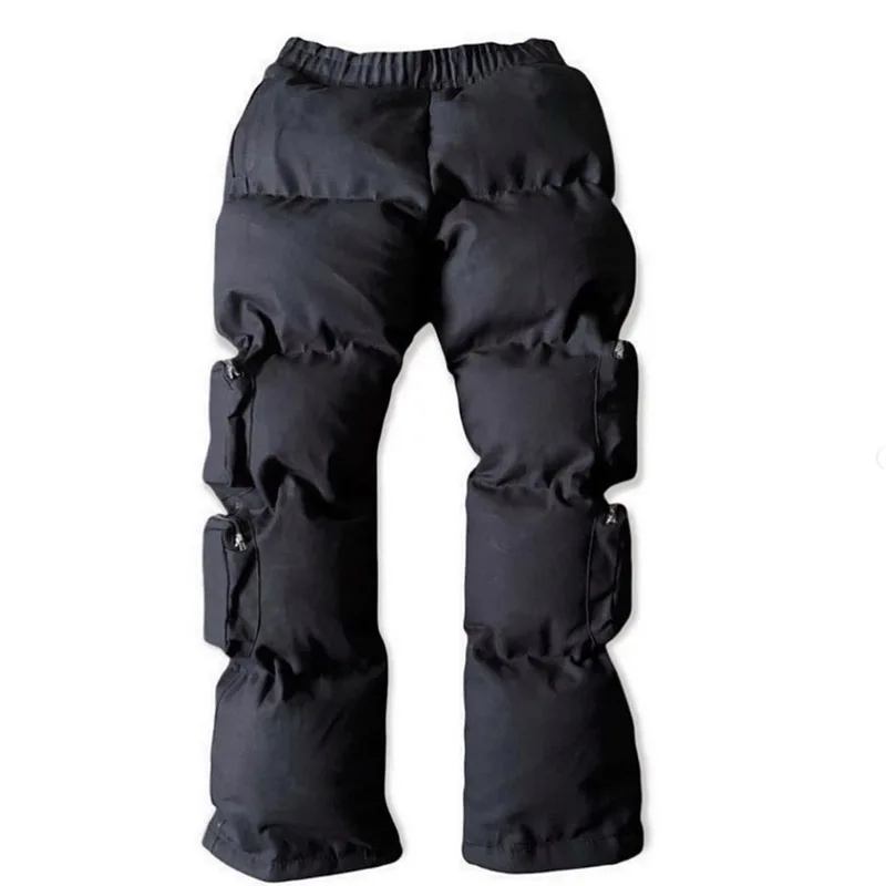 DiZNEW 2022 Custom Puffer Pants Men Elastic Waist Winter Thermal-Insulated Down Pants for Skating Camping black Puffer Pants supplier