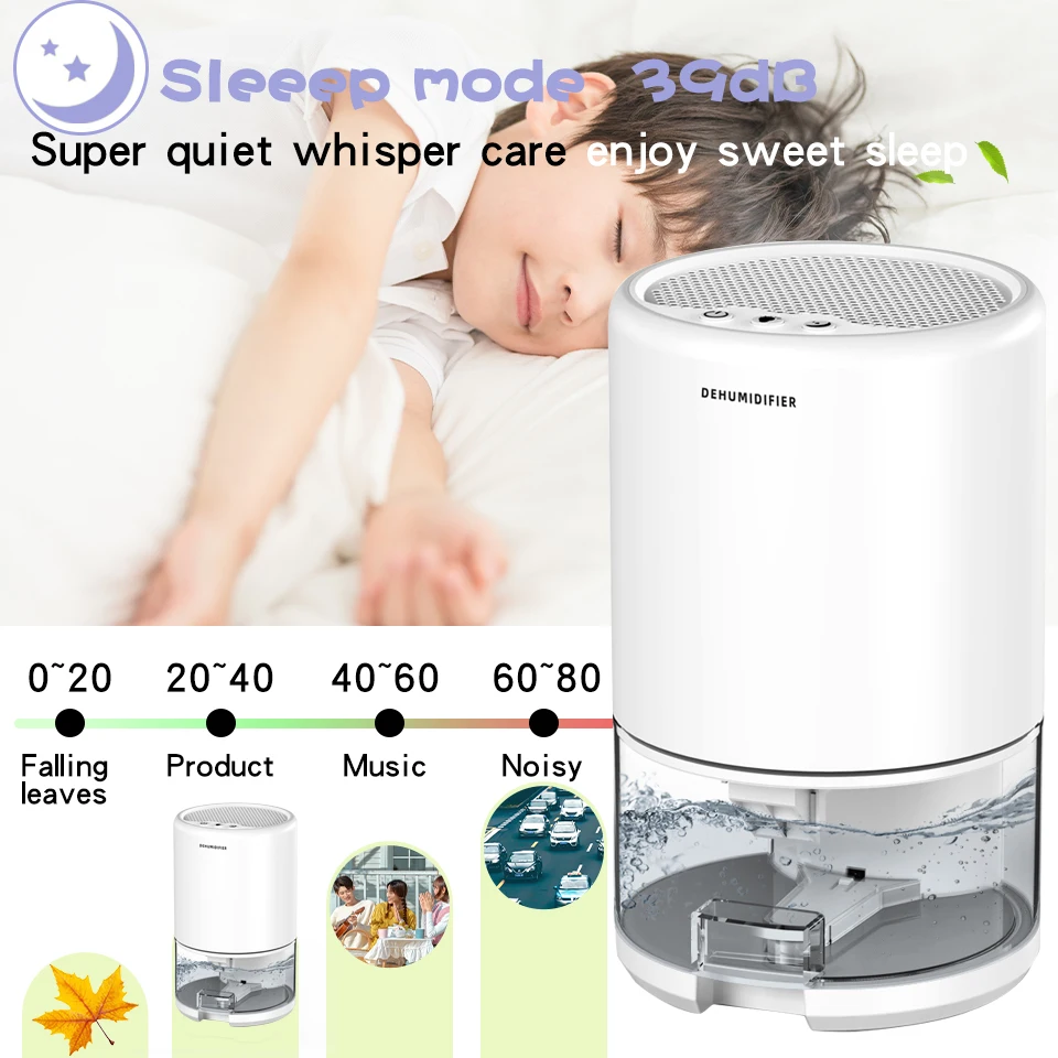 Mini Dehumidifier 1000ml Removable Water Tank Portable Domestic Dehumidifier For Home Bedroom