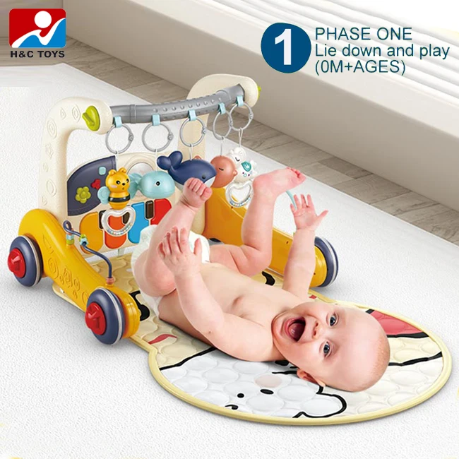 in Multifunctional Piano Music Educational Play Mat Kids Walking Toy  Baby Walker with Plastic Frame