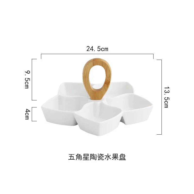 Ceramic Compartment Plate Tray for Snack Serving Divided Tray for Dried Fruit and Nuts Dinnerware Sets