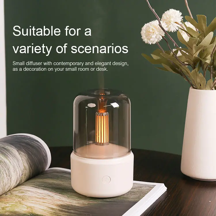 New 120ml Candlelight Essential Oil USB Air Humidifier Electric Ultrasonic Aroma Diffuser With Warm Candle Lamp for Home Office