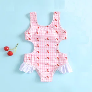 Women's Custom Design Summer One Piece Bathing Suit Ruffled Printed Beach Swimwear with Unique Style