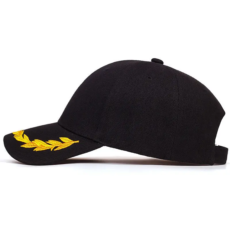 High Custom Captain Oak Leaves Embroidered Baseball Cap Woven Plain Fabric Trucker Hat Printed Sports Character Cotton Sweatband