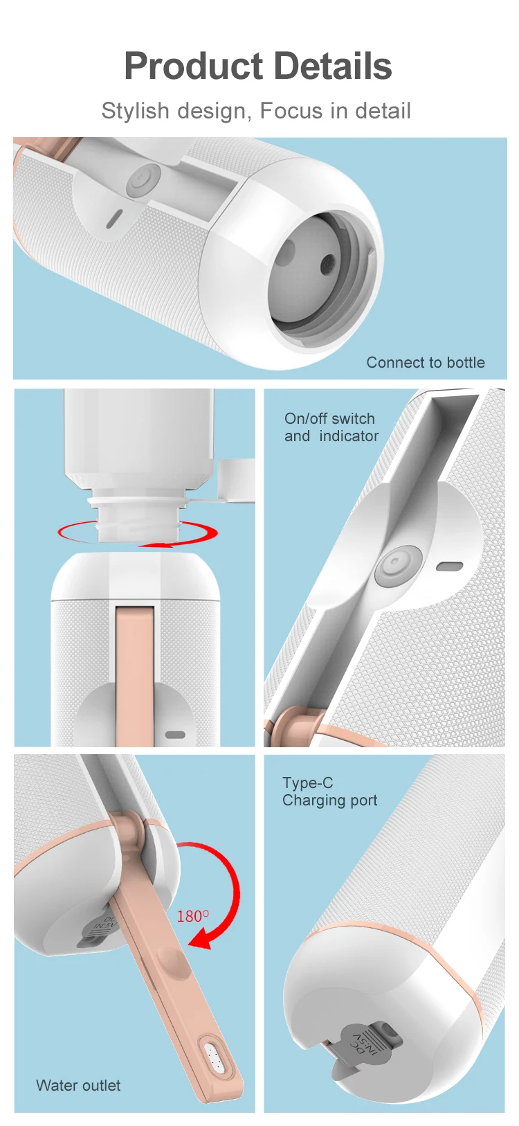Rechargeable Electric Pocket Bidet Sprayer 500ml Portable Hygiene Washer for Toilet Cleaning Travel Baby Care Elderly Assistance supplier