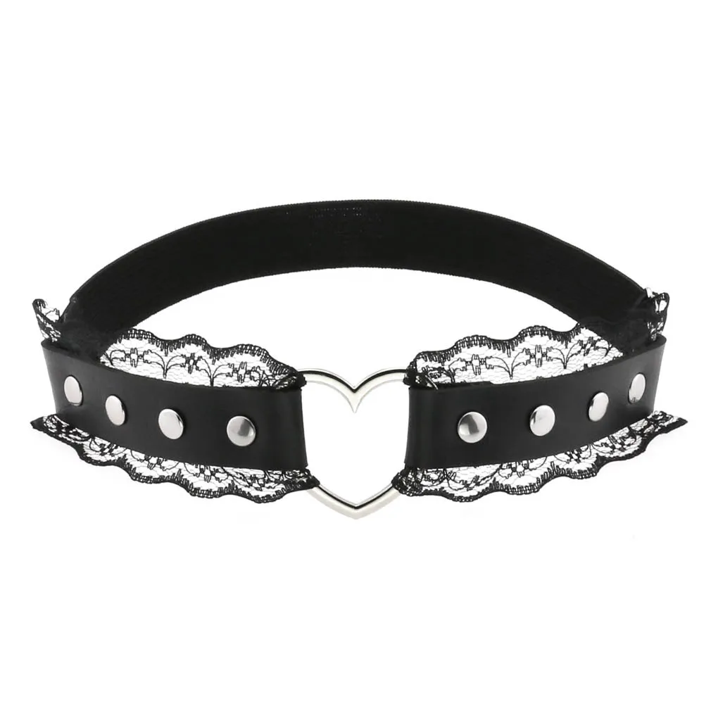 New Fashion Girls Harajuku Punk Leather Lace Leg Ring Adjustable Thigh Leather Harness Women Sexy Heart Shape Leg Garter