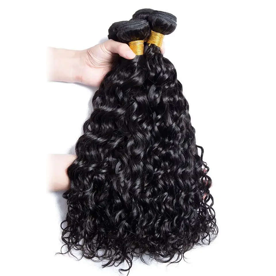 Pacchetti di capelli brasiliani, pacchetti di capelli umani Water Wave, pacchetti di capelli ricci Water Wave di colore naturale, intrecci di capelli spessi_voghion.com