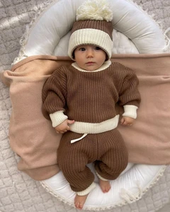 Low MOQ Custom Size Manufacturer Casual Solid Color Knitted 100% Cotton Outfit Autumn Infant Toddler Clothing Long Sleeve Top