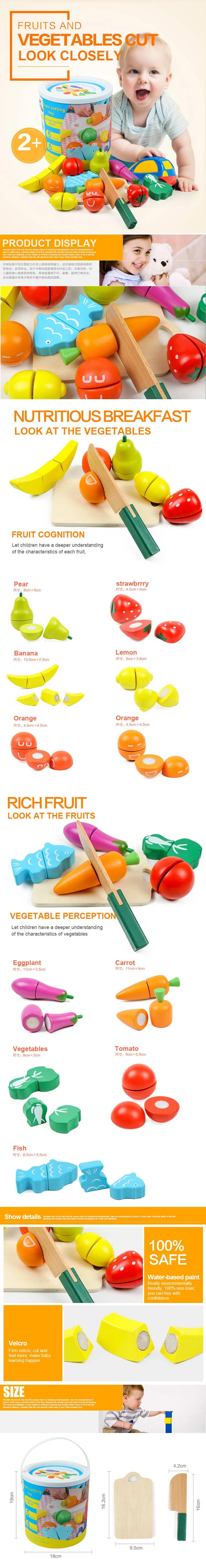 Wholesale Magnetic Wooden Cooking Fruit Vegetable Cutting Play Kitchen Pretend Toy Set