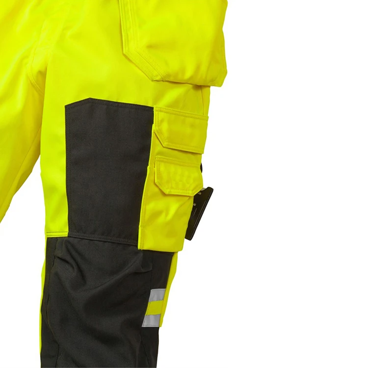 Factory Customized  Hi Vis Reflective Safety Pants Reflective Tape Cargo Work Pants for Men