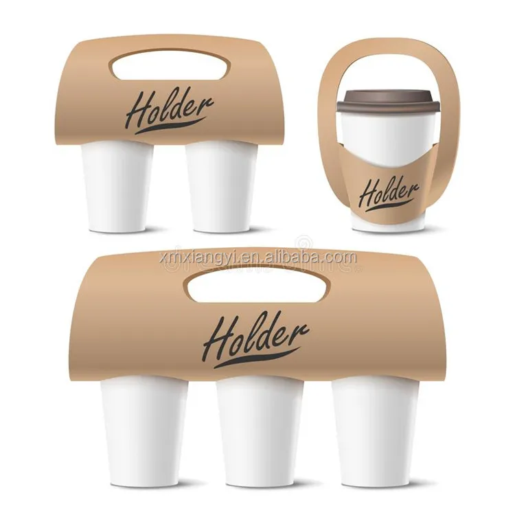Flat Packed Assembled Multi Paper Coffee Cups Carrier Trays Holder