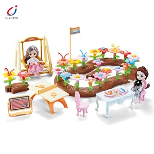 Chengji Diy Flower Garden Block Toy Kids Educational Assembly Floral Building Bricks Girl Doll Play Set Diy Garden Block Toy