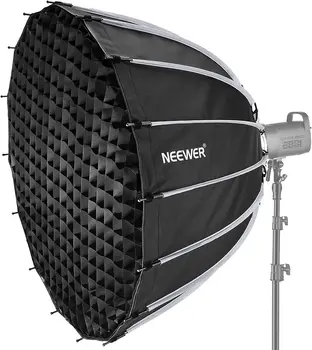 NEEWER Softbox Parablico De 47,2 Pulgadas/120cm Configuracin Rpida Plegado Rpido, Con Difusores/Rejilla De Nido De Abeja