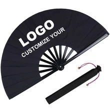 BSBH Custom Carnival Dance Large Bamboo Fan Custom Logo 13-inch Hand Fan