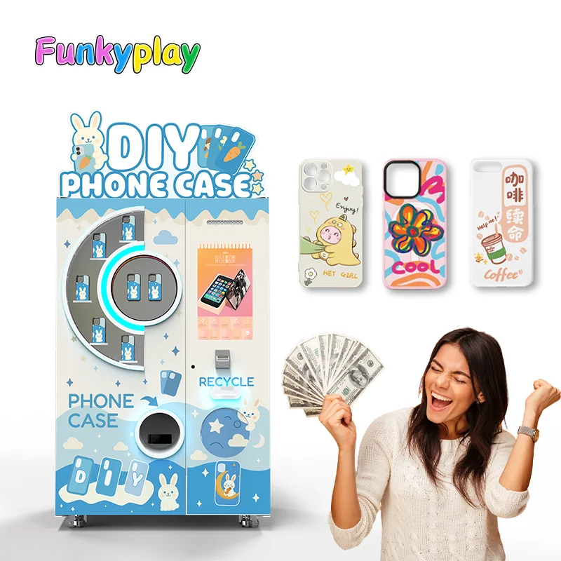 Funkyplay Street Máquina de Venda de Capas para Celular Ecologicamente Correta e com Alta Eficiência Energética com Designs Artísticos
