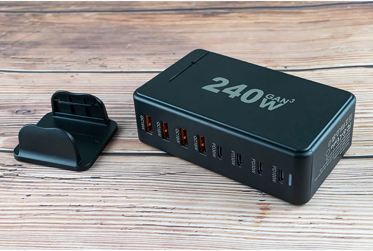 240W GaN充电器8端口台式笔记本电脑充电器PD 100W 30W USB C型手机快速充电器站