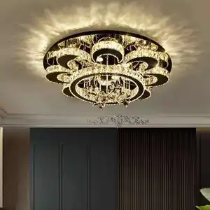 Luxury Modern Ceilings Design Chandelier Light Flower Shape Crystal Ceiling Lamp for Living Room